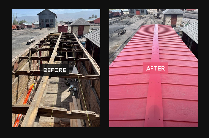 Before and after NNRY railcar roof