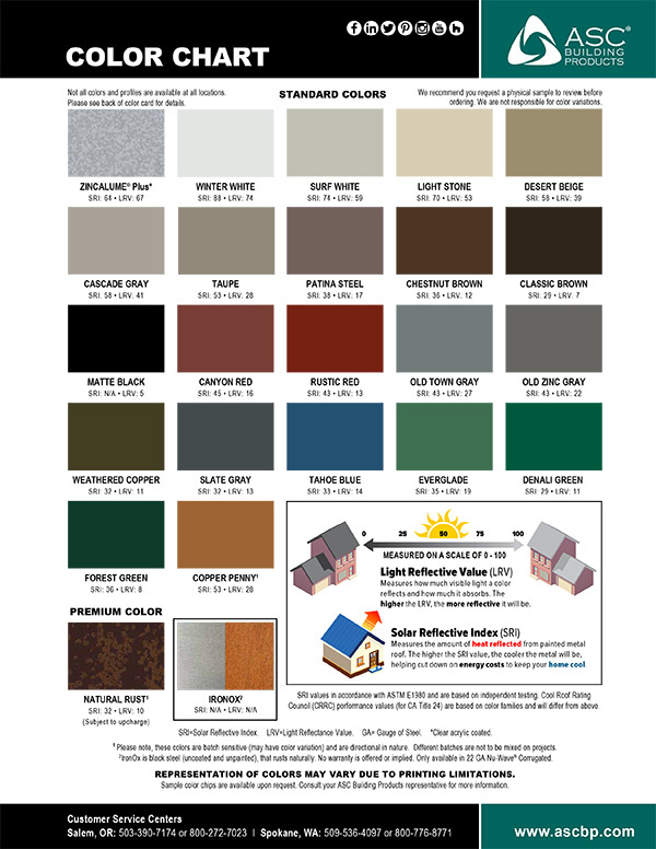 ASC Building Products Metal Roofing Colors