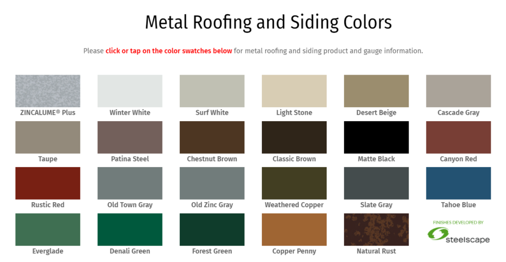 Color chart ASC Building Products agricultural