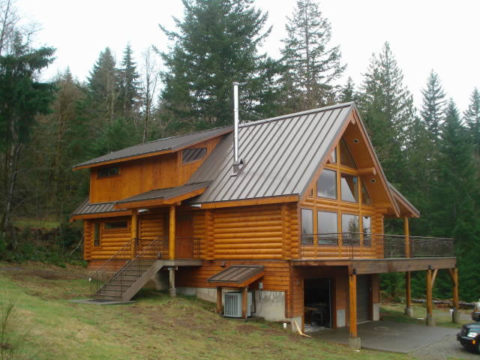 Log cabin metal roof