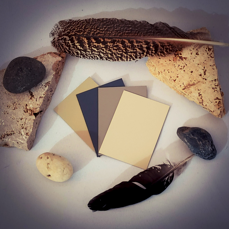 FLAT LAY COLORS- Desert Beige, Slate Gray, Taupe, and Light Stone