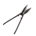 scissor tin snips cutting sheet metal.