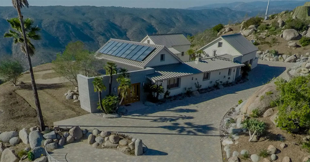 Off grid home with solar and metal roofing.