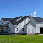 Black & White Residential Home in Southern Oregon featuring ASC Building Products' Skyline Roofing® in a Matte Black finish.