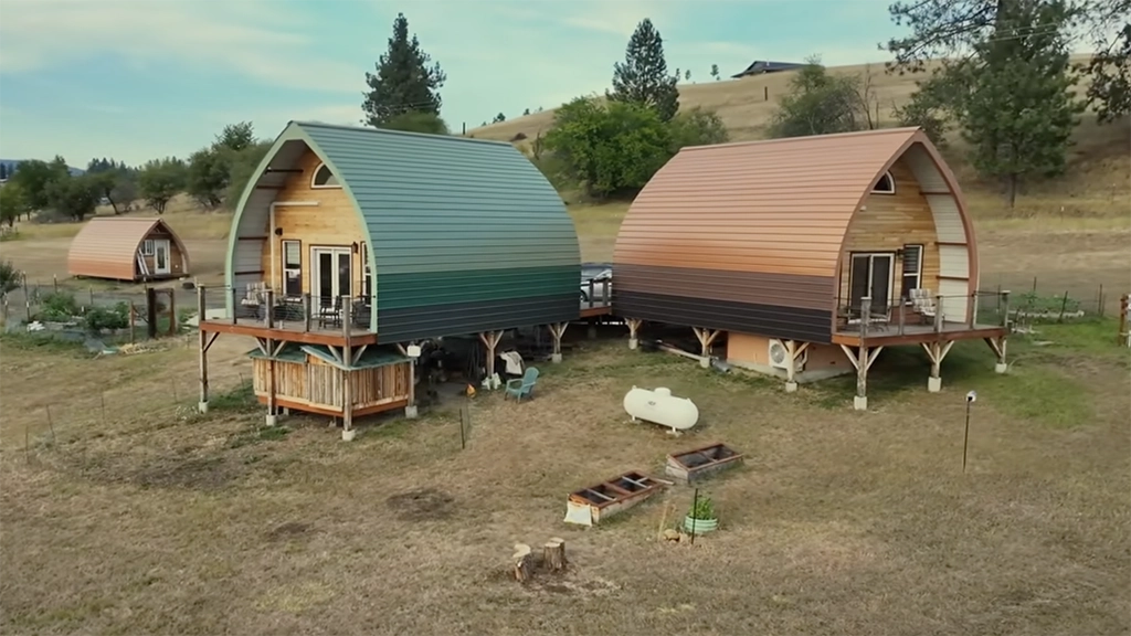 Nor-Clad® Metal Roofing was selected in six of ASC Building Products' colors to create the ombre style affect on these cabins in Idaho.