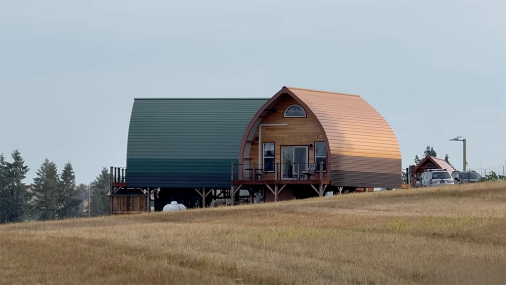 Nor-Clad® Metal Roofing was selected in six of ASC Building Products' colors to create the ombre style affect on these cabins in Idaho.