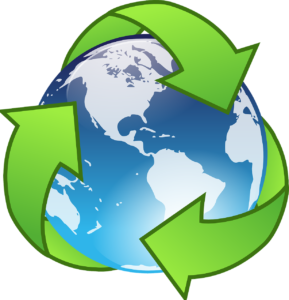 Recycling symbol and planet Earth